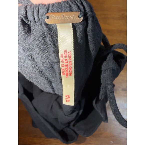 Free People Black Scalloped Edge Tie Back Tank Top - Picture 3 of 7